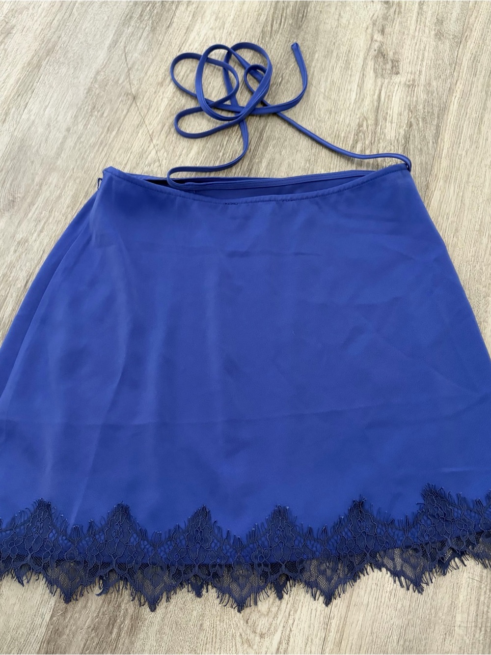 urban outfitters blue satin wrap mini skirt lace Womens S WhimsiGoth Boho